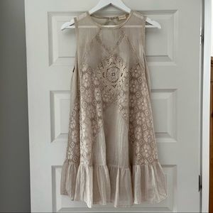 Beige Neutral Lace and Ruffle Altard State Dress